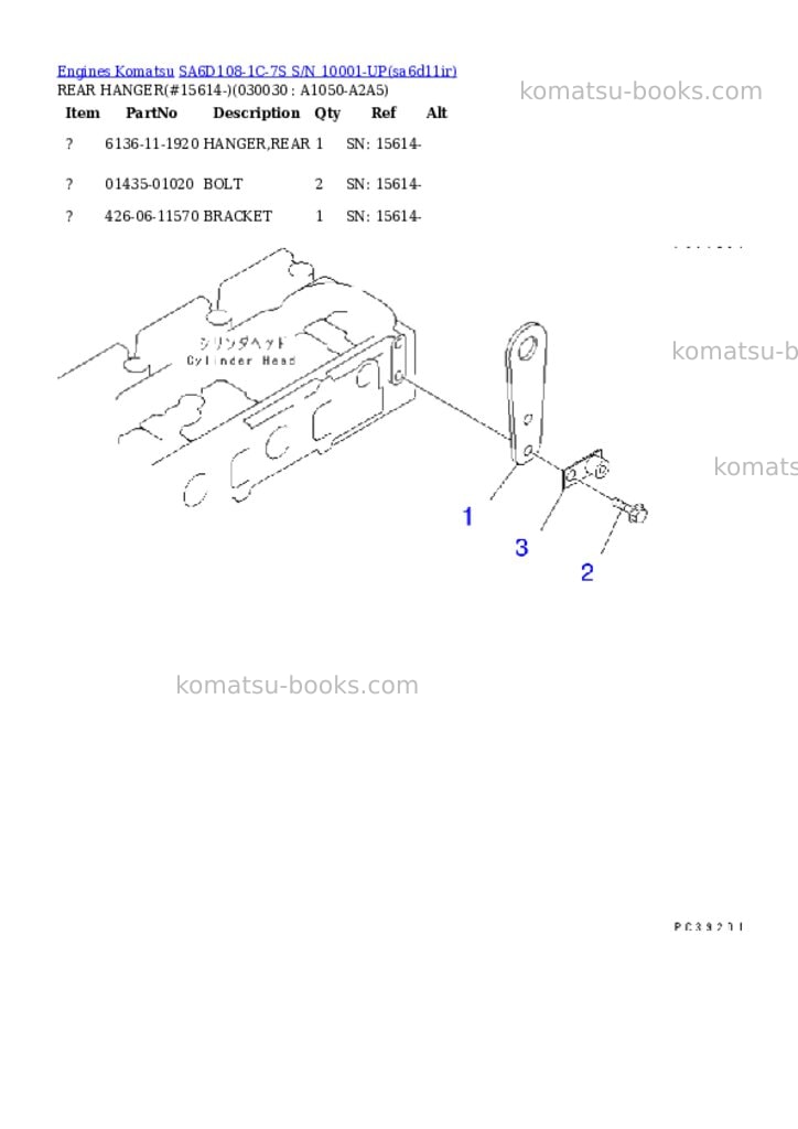 Komatsu sa6d108-1c-7s s/n 10001-up Parts catalog cover Page 2