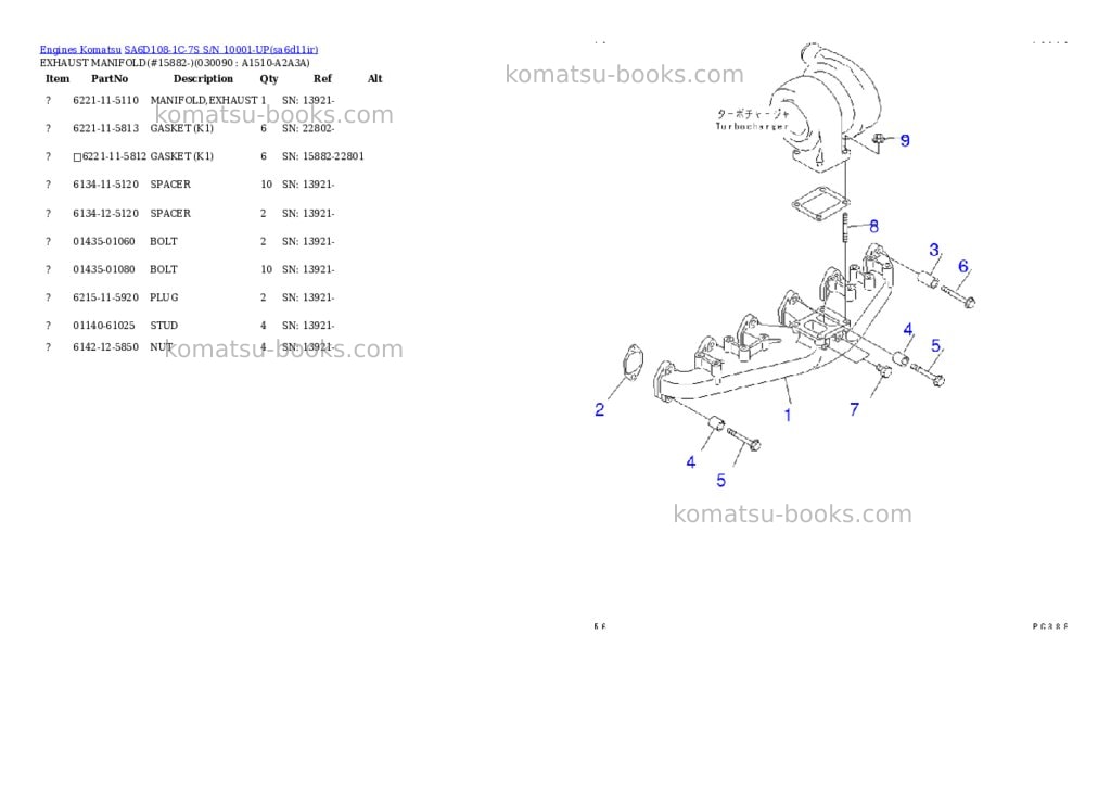 Komatsu sa6d108-1c-7s s/n 10001-up Parts catalog cover Page 7