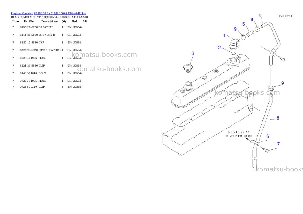 Komatsu SA6D108-1A-7 S/N 10001-UP Parts catalog cover Page 5 Komatsu SA6D108-1A-7 S/N 10001-UP Parts catalog cover Page 5