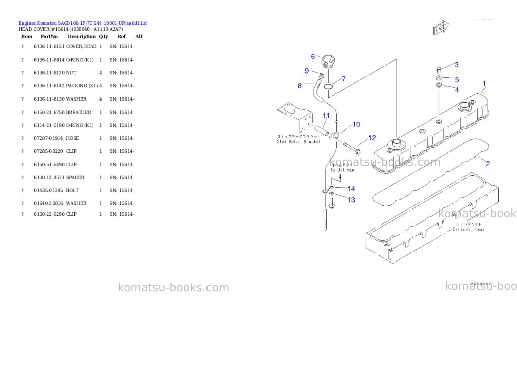 Komatsu sa6d108-1f-7t s/n 10001-up Parts catalog cover Page 3 Komatsu sa6d108-1f-7t s/n 10001-up Parts catalog cover Page 3