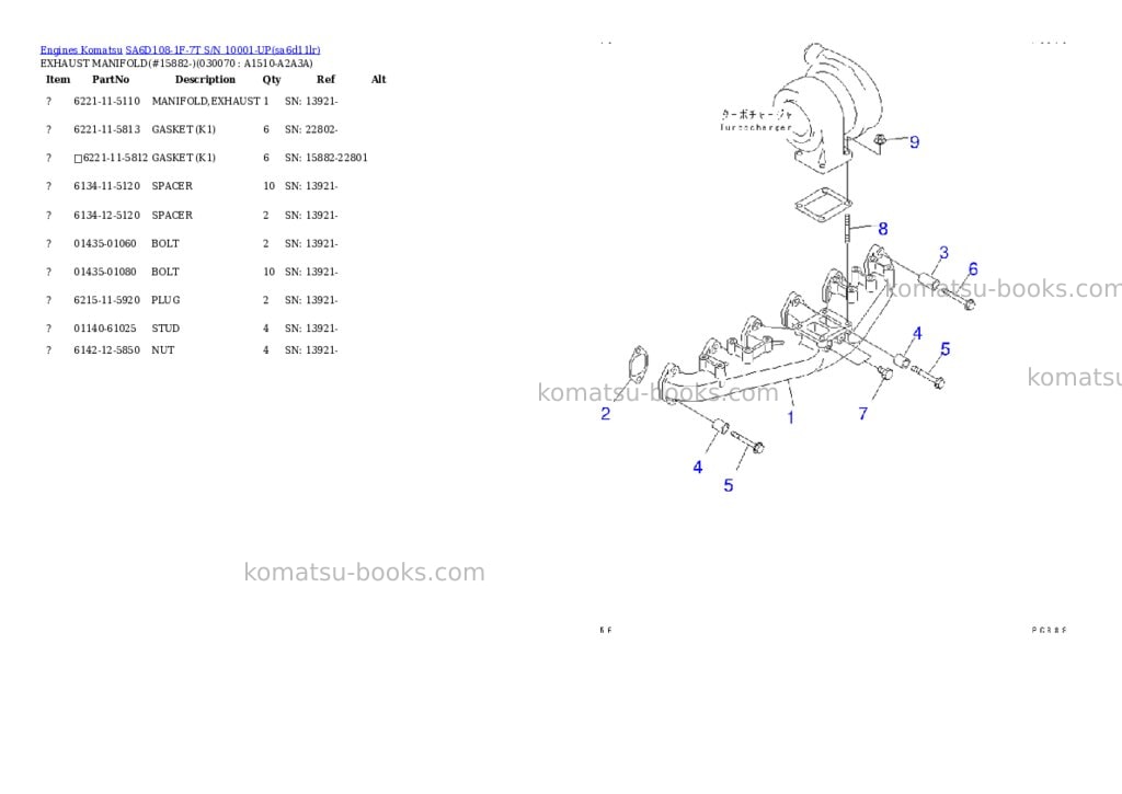 Komatsu sa6d108-1f-7t s/n 10001-up Parts catalog cover Page 6 Komatsu sa6d108-1f-7t s/n 10001-up Parts catalog cover Page 6