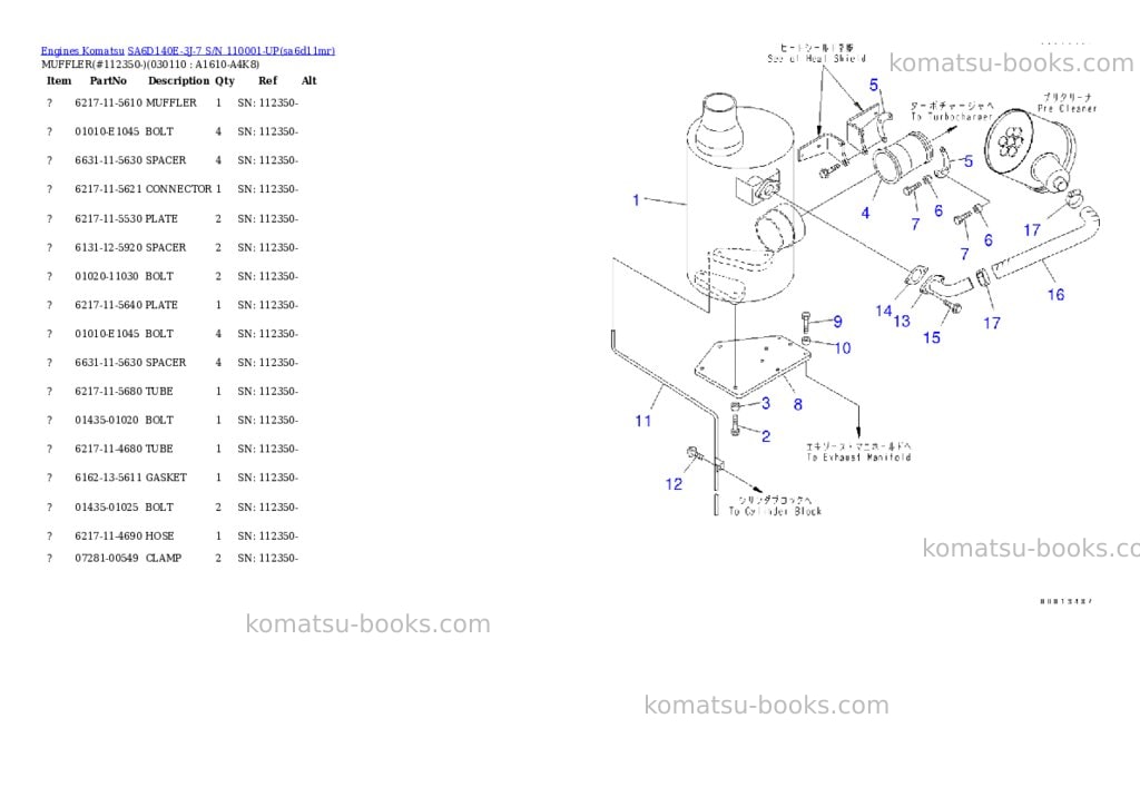 Komatsu SA6D140E-3J-7 S/N 110001-UP Parts catalog cover Page 10