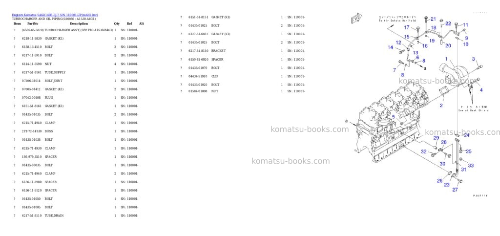 Komatsu SA6D140E-3J-7 S/N 110001-UP Parts catalog cover Page 7