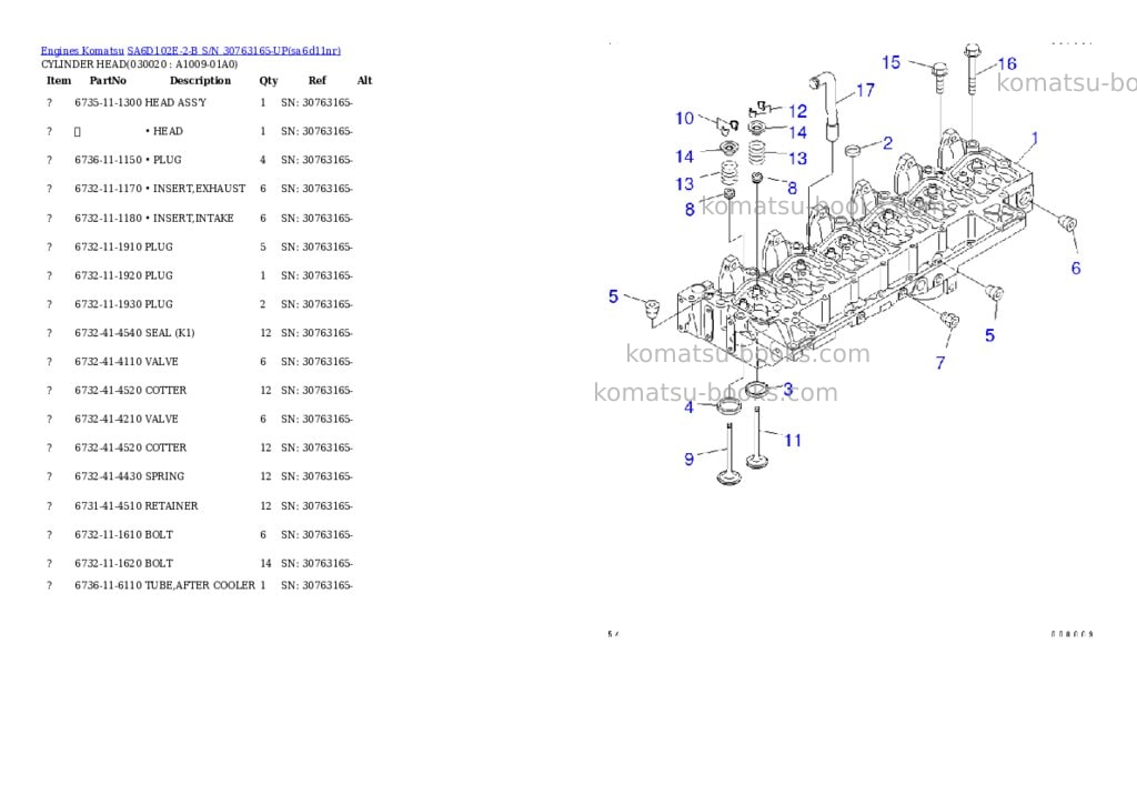 Komatsu SA6D102E-2-B S/N 30763165-UP Parts catalog cover Komatsu SA6D102E-2-B S/N 30763165-UP Parts catalog cover