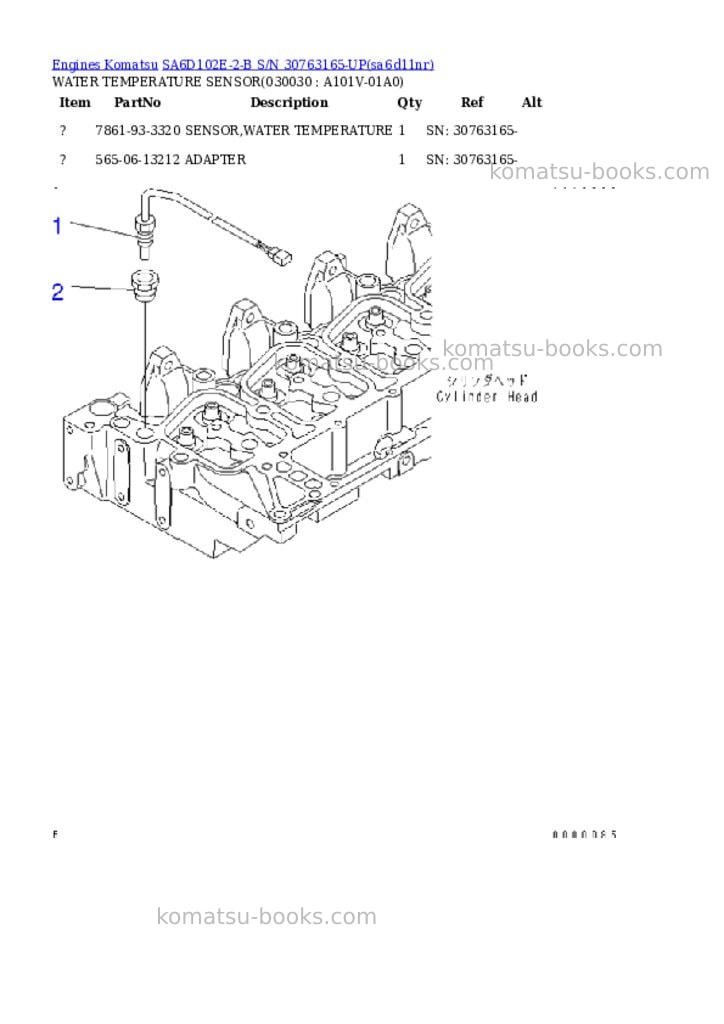 Komatsu SA6D102E-2-B S/N 30763165-UP Parts catalog cover Page 2 Komatsu SA6D102E-2-B S/N 30763165-UP Parts catalog cover Page 2