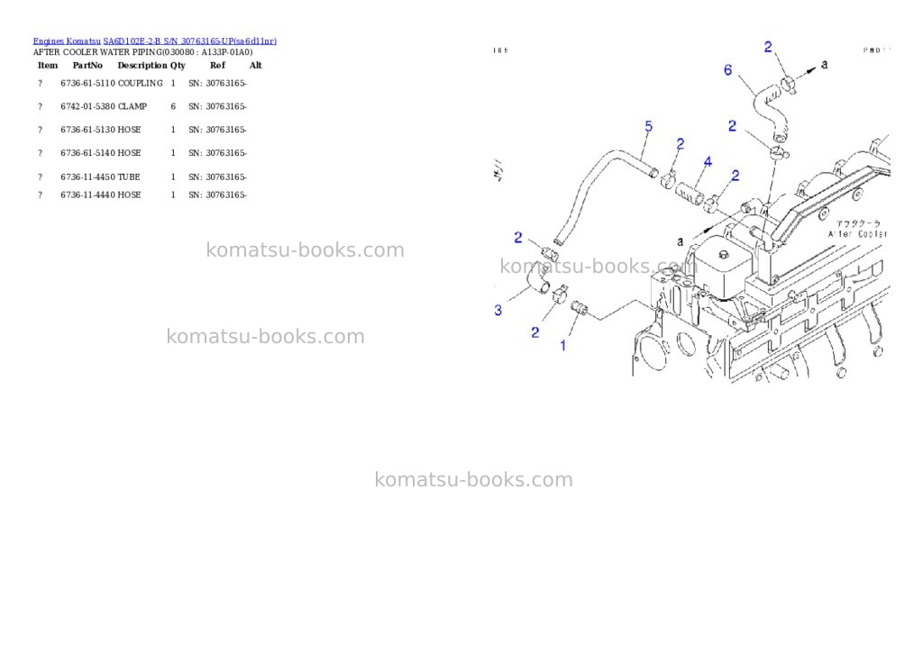 Komatsu SA6D102E-2-B S/N 30763165-UP Parts catalog cover Page 7 Komatsu SA6D102E-2-B S/N 30763165-UP Parts catalog cover Page 7