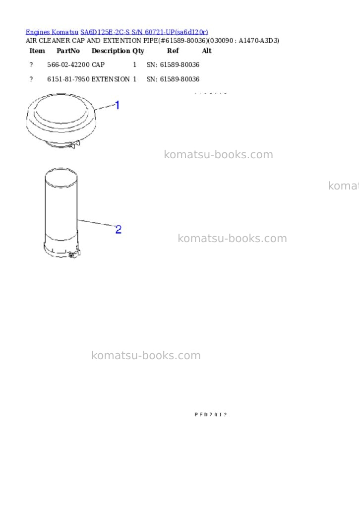 Komatsu sa6d125e-2c-s s/n 60721-up Parts catalog cover Page 7 Komatsu sa6d125e-2c-s s/n 60721-up Parts catalog cover Page 7