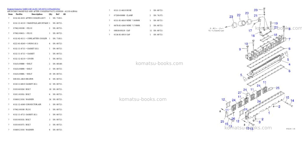 Komatsu sa6d125e-2a-ku s/n 60721-up Parts catalog cover Page 4