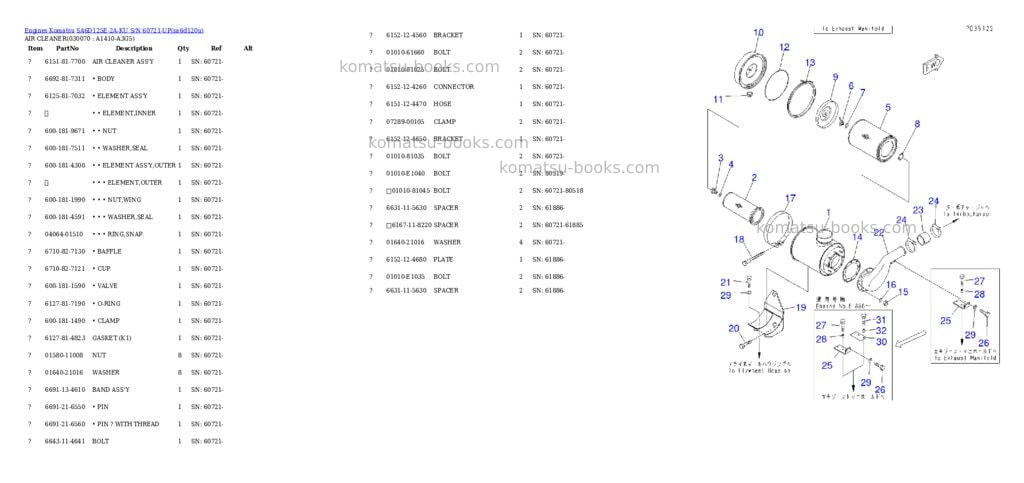 Komatsu sa6d125e-2a-ku s/n 60721-up Parts catalog cover Page 6