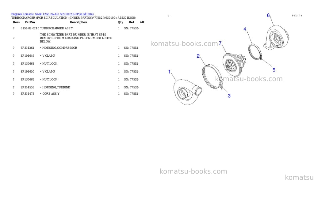 Komatsu sa6d125e-2a-ku s/n 60721-up Parts catalog cover Page 9