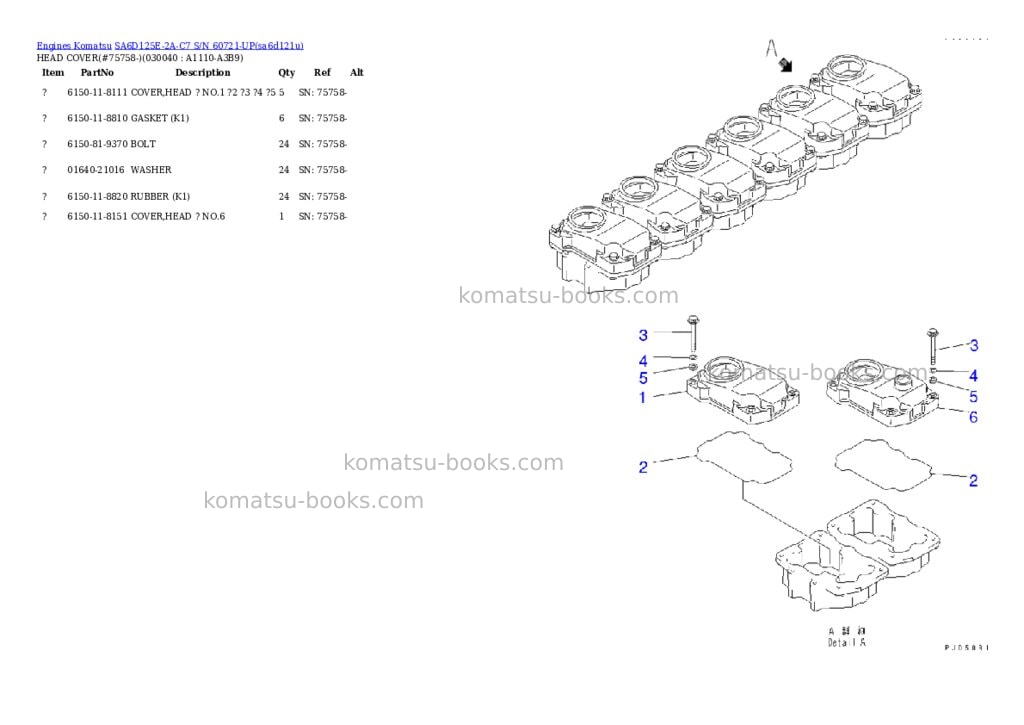 Komatsu sa6d125e-2a-c7 s/n 60721-up Parts catalog cover Page 3 Komatsu sa6d125e-2a-c7 s/n 60721-up Parts catalog cover Page 3