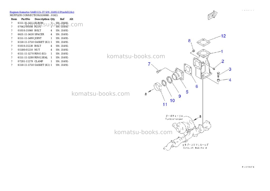 Komatsu sa6d125-1t s/n 31492-up Parts catalog cover Page 7 Komatsu sa6d125-1t s/n 31492-up Parts catalog cover Page 7