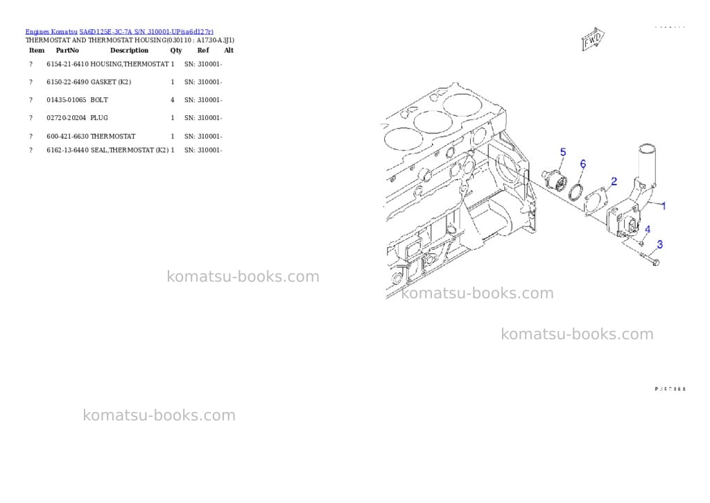 Komatsu sa6d125e-3c-7a s/n 310001-up Parts catalog cover Page 10 Komatsu sa6d125e-3c-7a s/n 310001-up Parts catalog cover Page 10