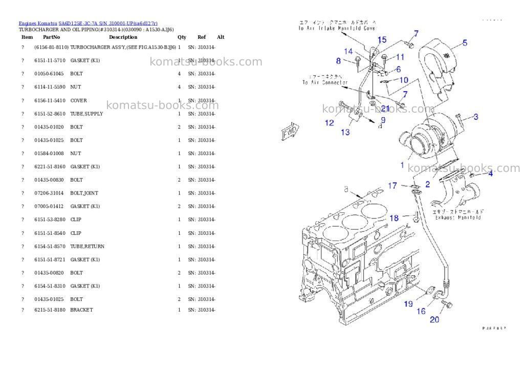 Komatsu sa6d125e-3c-7a s/n 310001-up Parts catalog cover Page 8 Komatsu sa6d125e-3c-7a s/n 310001-up Parts catalog cover Page 8