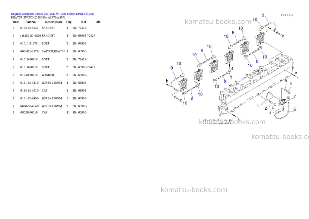 Komatsu sa6d125e-2gd-w7 s/n 65905-up Parts catalog cover Page 4 Komatsu sa6d125e-2gd-w7 s/n 65905-up Parts catalog cover Page 4