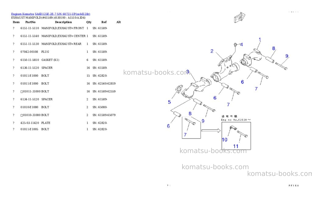 Komatsu sa6d125e-2e-7 s/n 60721-up Parts catalog cover Page 8 Komatsu sa6d125e-2e-7 s/n 60721-up Parts catalog cover Page 8