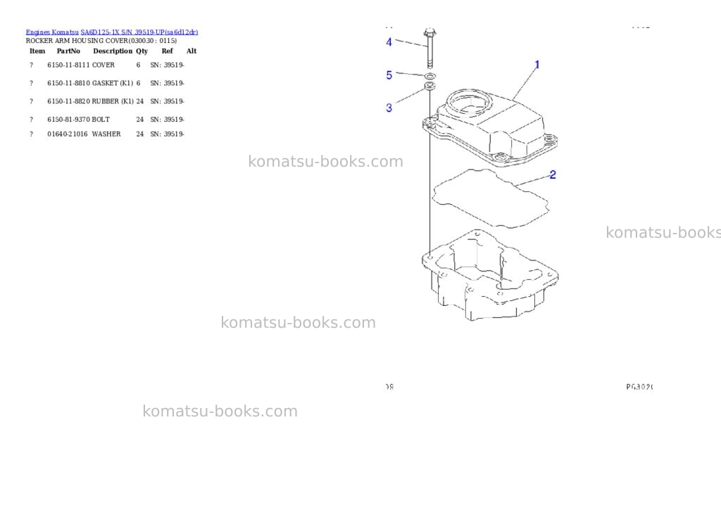 Komatsu sa6d125-1x s/n 39519-up Parts catalog cover Page 2