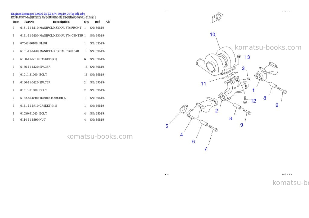 Komatsu sa6d125-1x s/n 39519-up Parts catalog cover Page 6