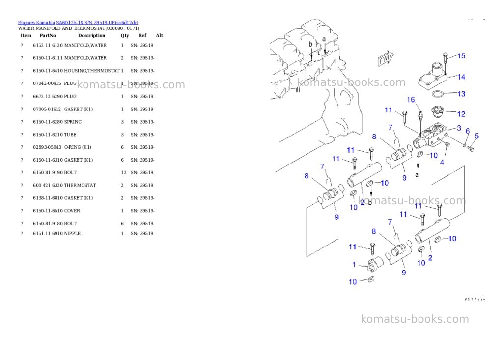 Komatsu sa6d125-1x s/n 39519-up Parts catalog cover Page 8