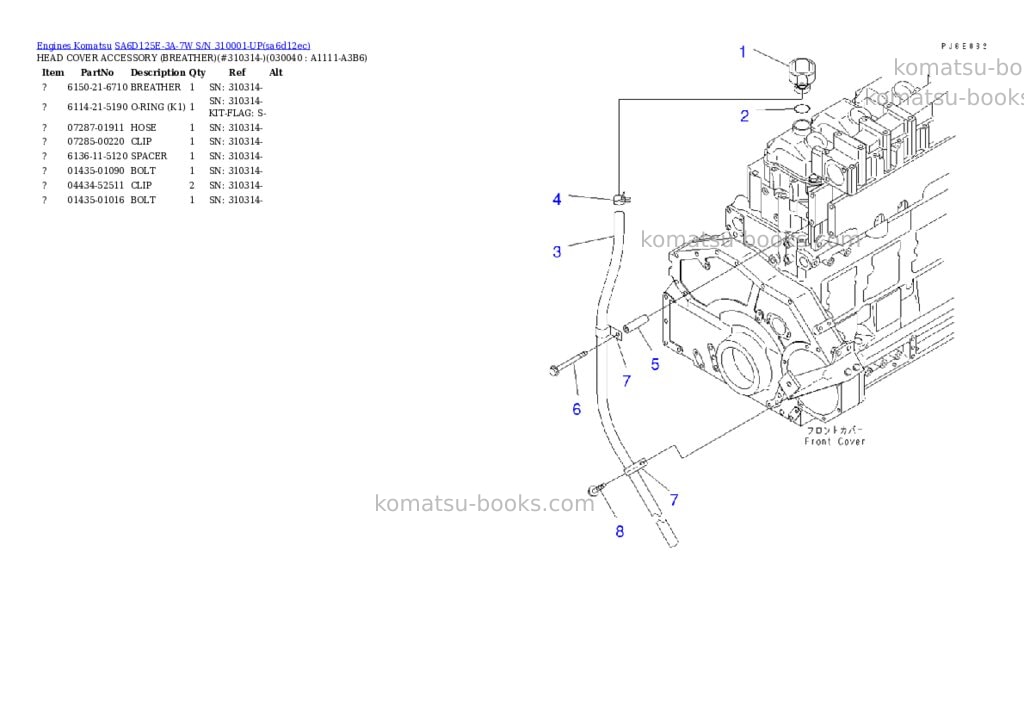Komatsu sa6d125e-3a-7w s/n 310001-up Parts catalog cover Page 3 Komatsu sa6d125e-3a-7w s/n 310001-up Parts catalog cover Page 3