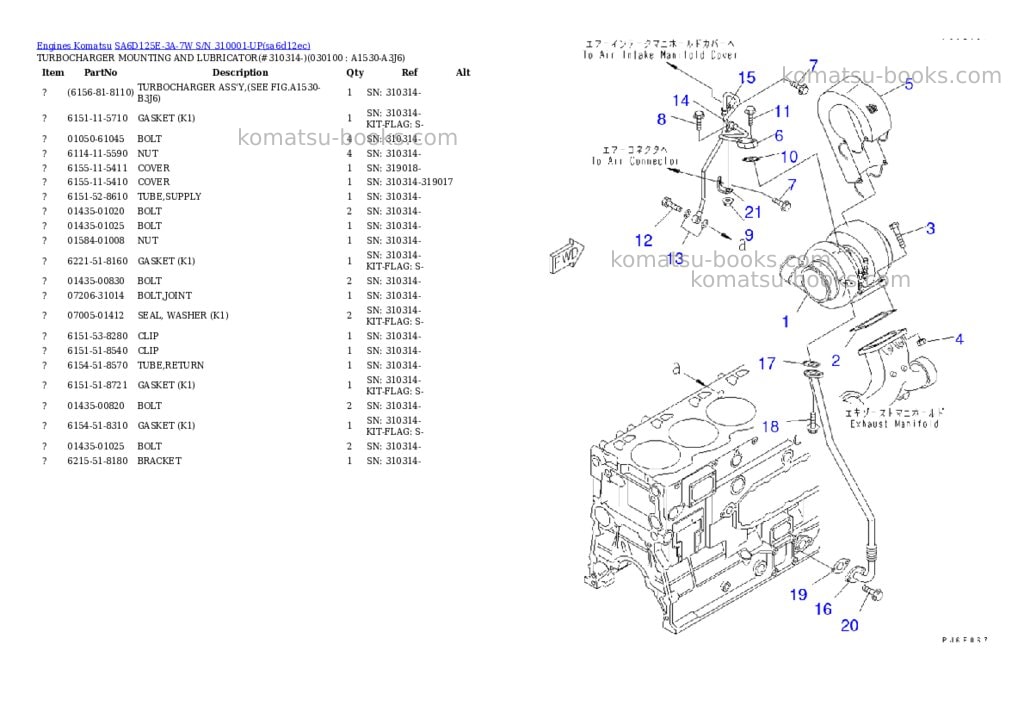 Komatsu sa6d125e-3a-7w s/n 310001-up Parts catalog cover Page 9 Komatsu sa6d125e-3a-7w s/n 310001-up Parts catalog cover Page 9