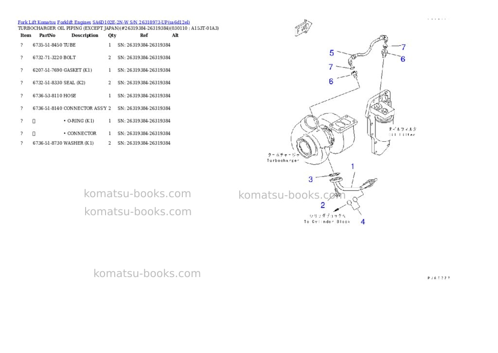 Komatsu sa6d102e-2n-w s/n 26318973-up Parts catalog cover Page 10