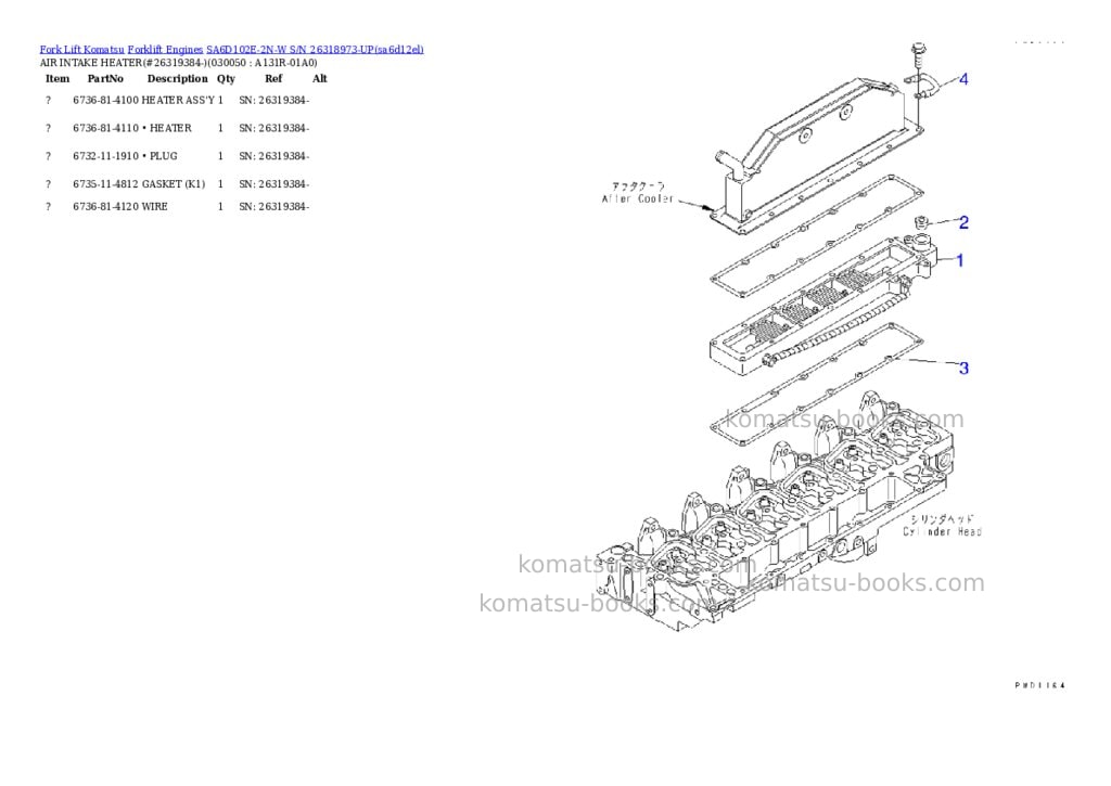 Komatsu sa6d102e-2n-w s/n 26318973-up Parts catalog cover Page 4