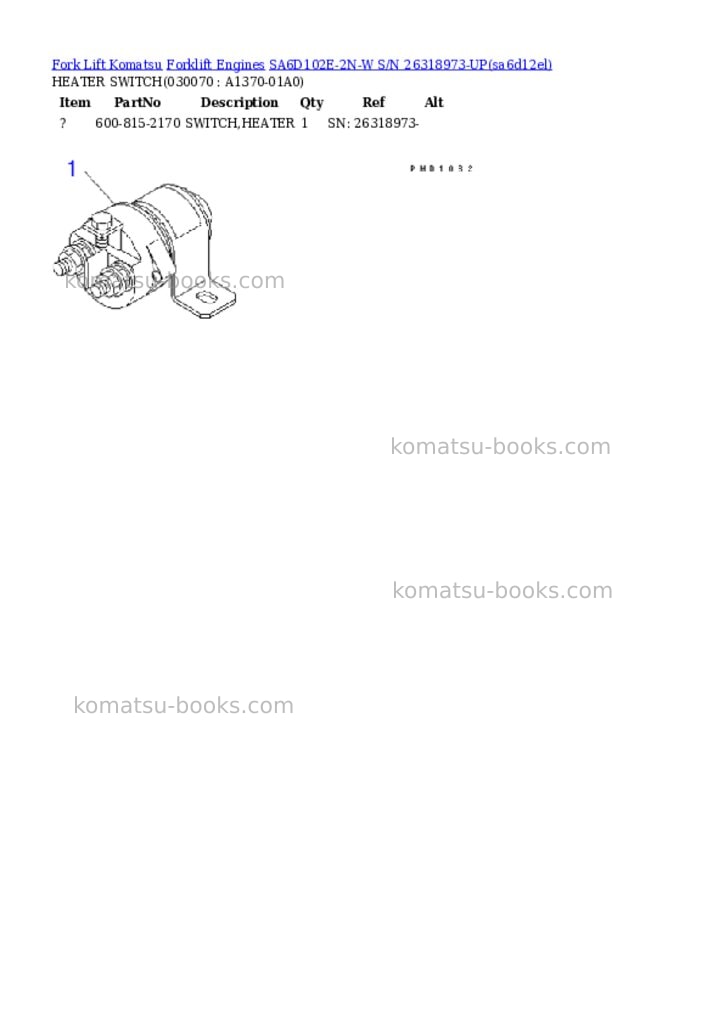 Komatsu sa6d102e-2n-w s/n 26318973-up Parts catalog cover Page 6