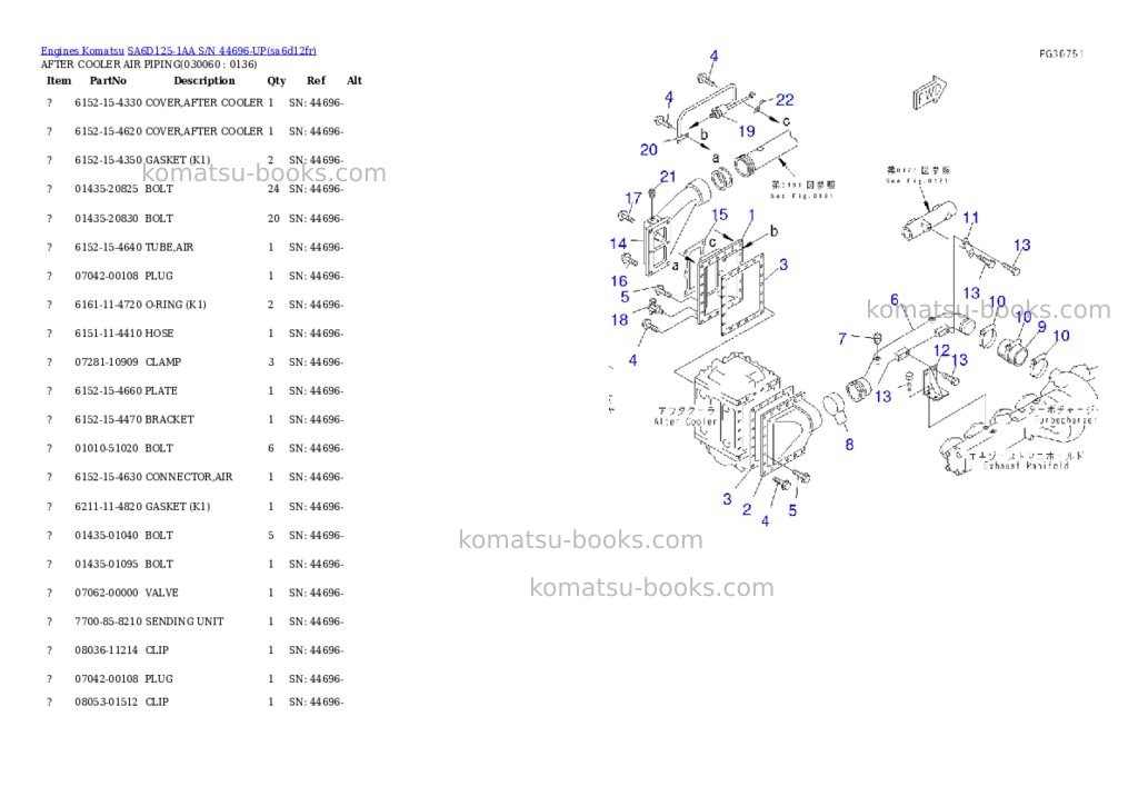 Komatsu sa6d125-1aa s/n 44696-up Parts catalog cover Page 5