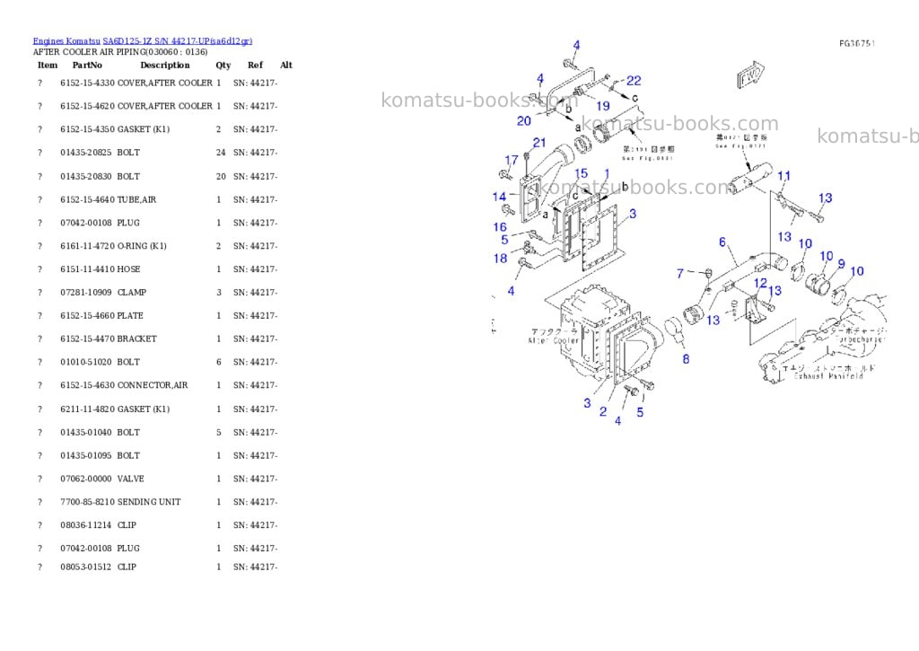 Komatsu sa6d125-1z s/n 44217-up Parts catalog cover Page 2