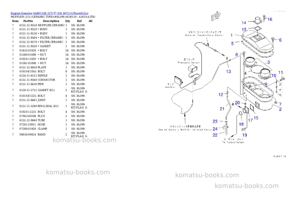 Komatsu sa6d125e-2ct-t7 s/n 60721-up Parts catalog cover Page 10