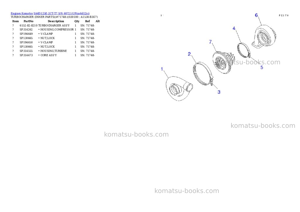 Komatsu sa6d125e-2ct-t7 s/n 60721-up Parts catalog cover Page 9