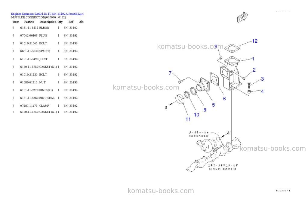 Komatsu SA6D125-1T S/N 31492-UP Parts catalog cover Page 6 Komatsu SA6D125-1T S/N 31492-UP Parts catalog cover Page 6