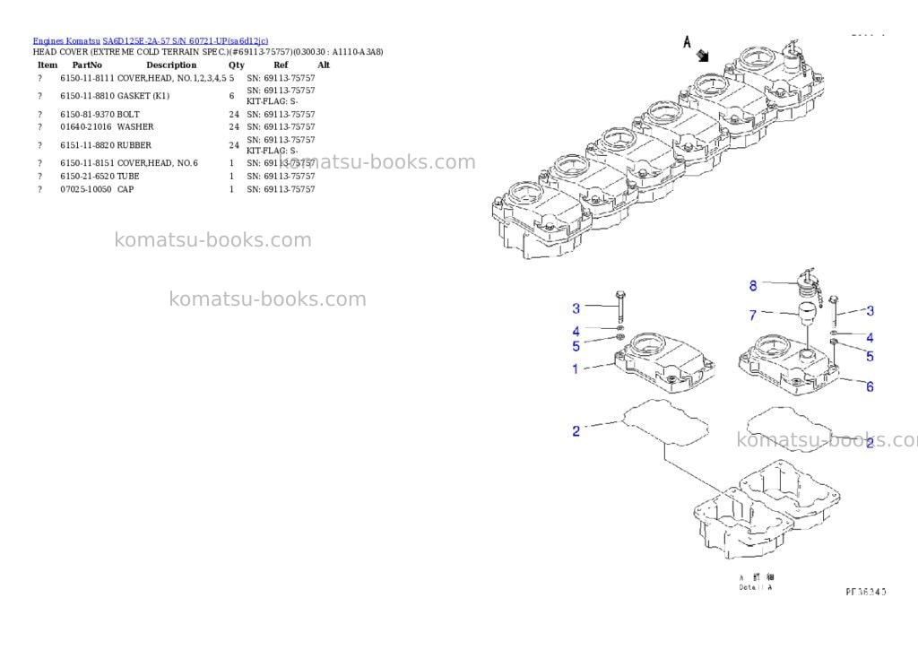 Komatsu sa6d125e-2a-57 s/n 60721-up Parts catalog cover Page 2 Komatsu sa6d125e-2a-57 s/n 60721-up Parts catalog cover Page 2