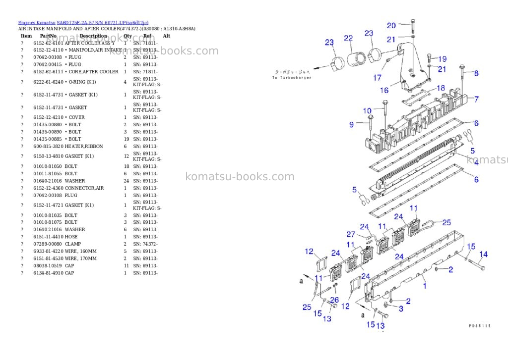 Komatsu sa6d125e-2a-57 s/n 60721-up Parts catalog cover Page 7 Komatsu sa6d125e-2a-57 s/n 60721-up Parts catalog cover Page 7