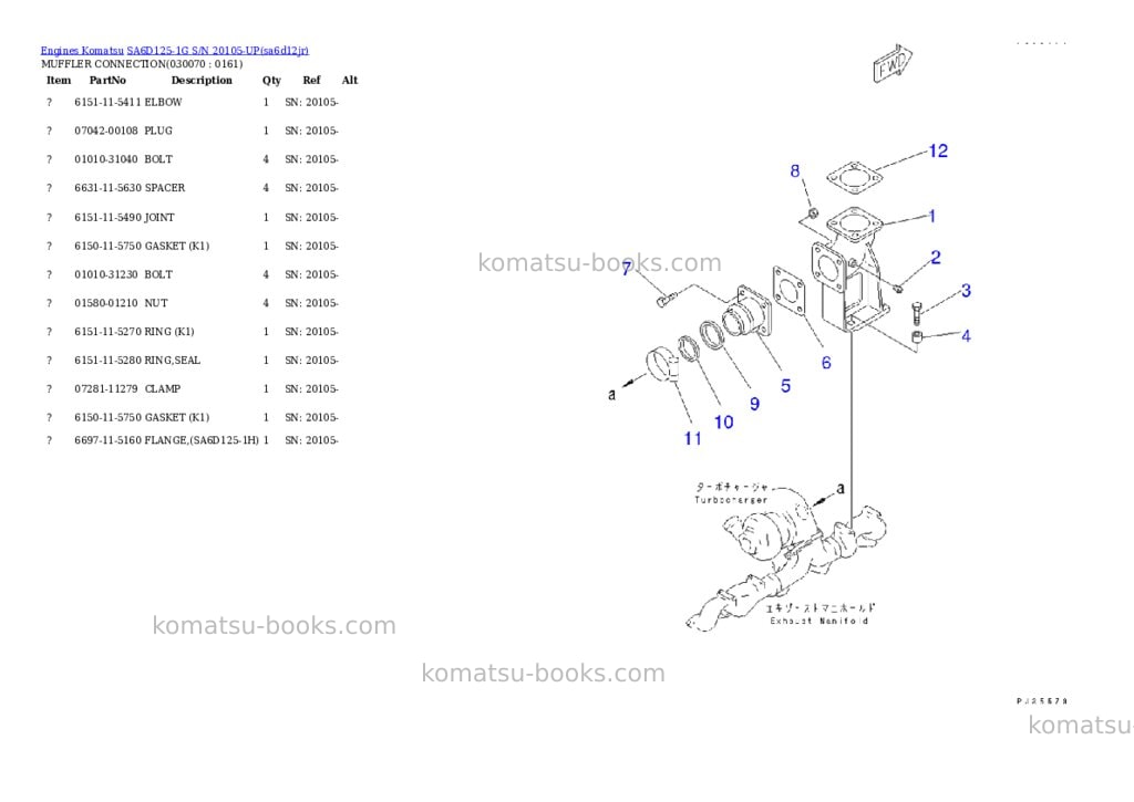 Komatsu sa6d125-1g s/n 20105-up Parts catalog cover Page 6