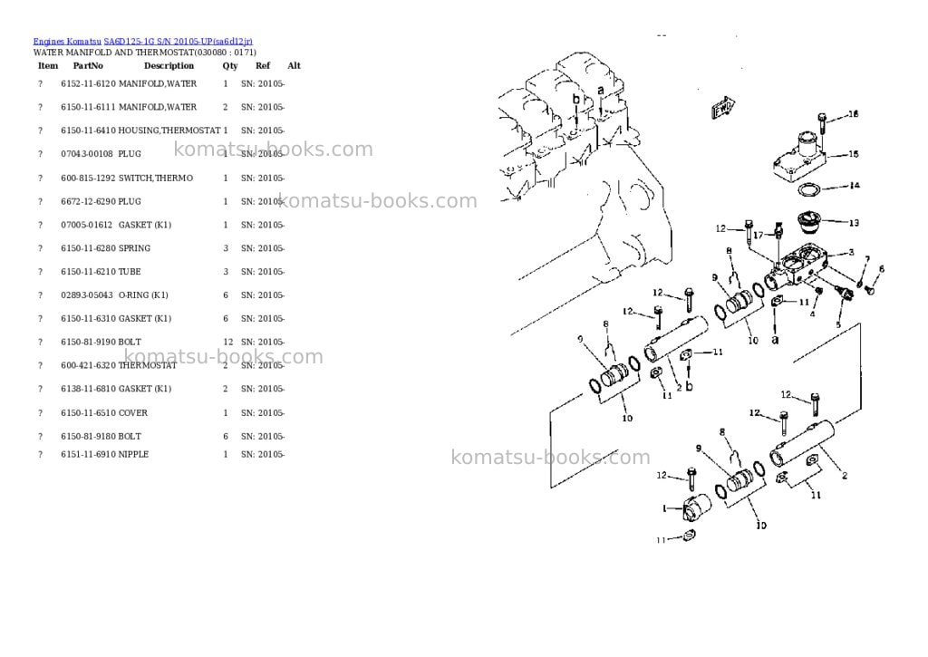 Komatsu sa6d125-1g s/n 20105-up Parts catalog cover Page 7