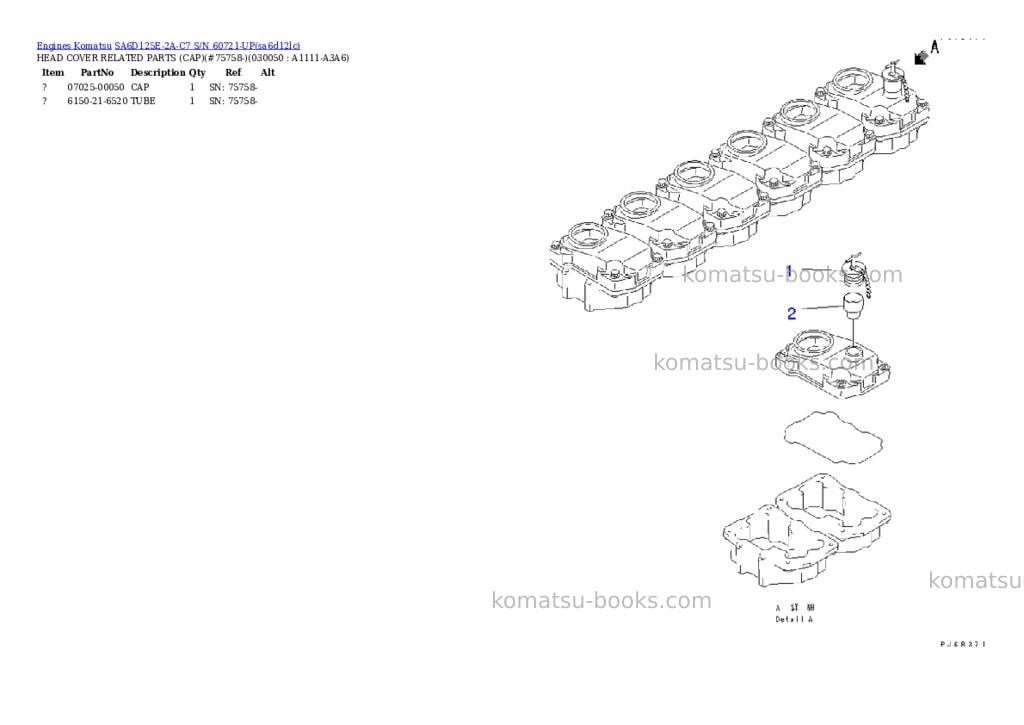 Komatsu SA6D125E-2A-C7 S/N 60721-UP Parts catalog cover Page 4 Komatsu SA6D125E-2A-C7 S/N 60721-UP Parts catalog cover Page 4