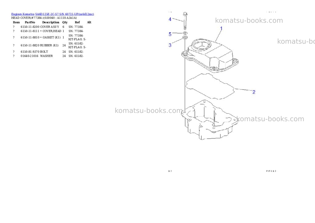Komatsu sa6d125e-2c-s7 s/n 60721-up Parts catalog cover Page 3 Komatsu sa6d125e-2c-s7 s/n 60721-up Parts catalog cover Page 3