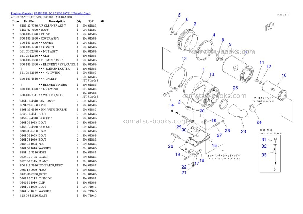 Komatsu sa6d125e-2c-s7 s/n 60721-up Parts catalog cover Page 7 Komatsu sa6d125e-2c-s7 s/n 60721-up Parts catalog cover Page 7