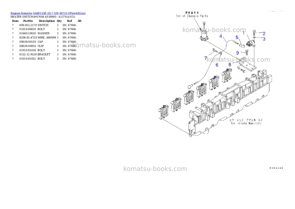 Komatsu sa6d125e-2g-7 s/n 60721-up Parts catalog cover Page 5 Komatsu sa6d125e-2g-7 s/n 60721-up Parts catalog cover Page 5