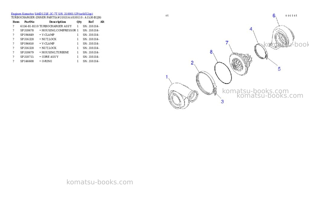 Komatsu sa6d125e-3c-7t s/n 310001-up Parts catalog cover Page 10