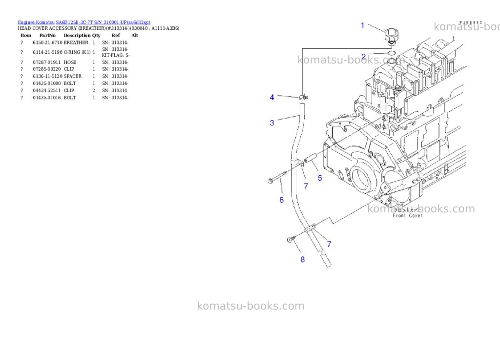 Komatsu sa6d125e-3c-7t s/n 310001-up Parts catalog cover Page 3