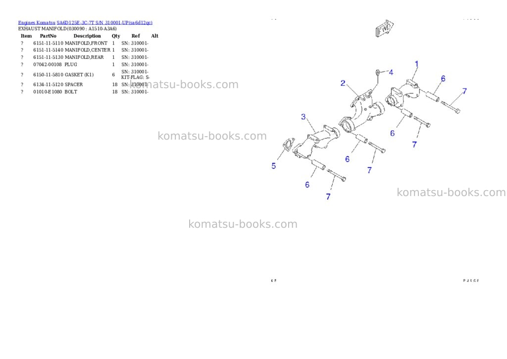 Komatsu sa6d125e-3c-7t s/n 310001-up Parts catalog cover Page 8