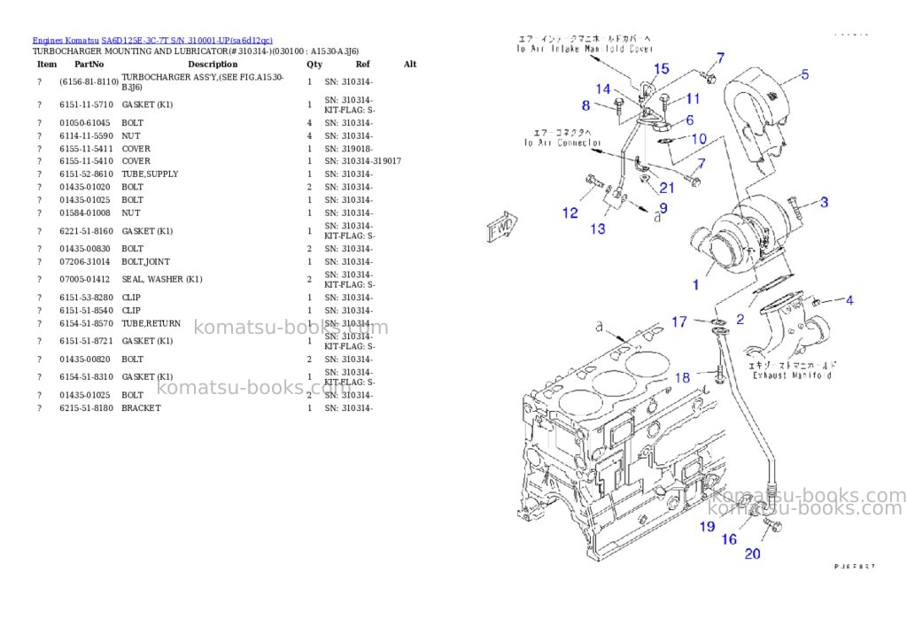 Komatsu sa6d125e-3c-7t s/n 310001-up Parts catalog cover Page 9