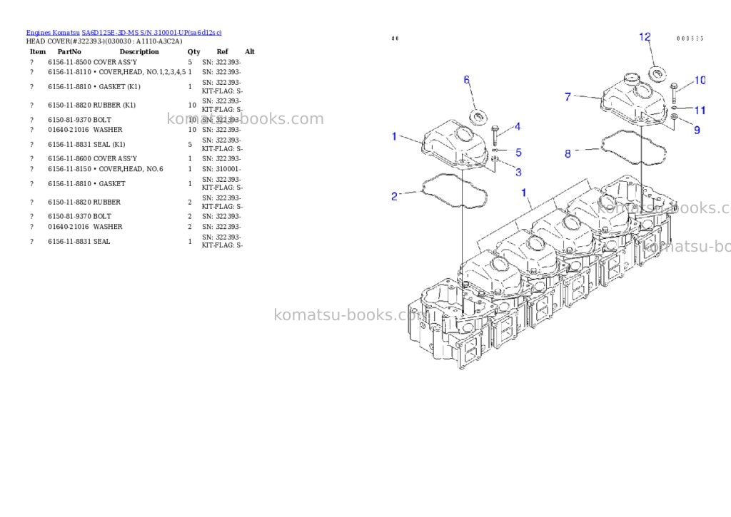 Komatsu sa6d125e-3d-ms s/n 310001-up Parts catalog cover Page 2
