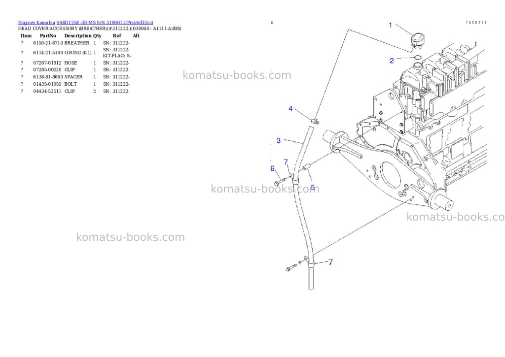 Komatsu sa6d125e-3d-ms s/n 310001-up Parts catalog cover Page 3