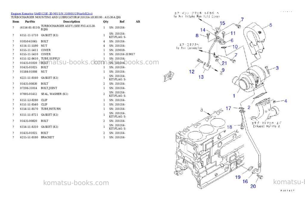 Komatsu sa6d125e-3d-ms s/n 310001-up Parts catalog cover Page 9
