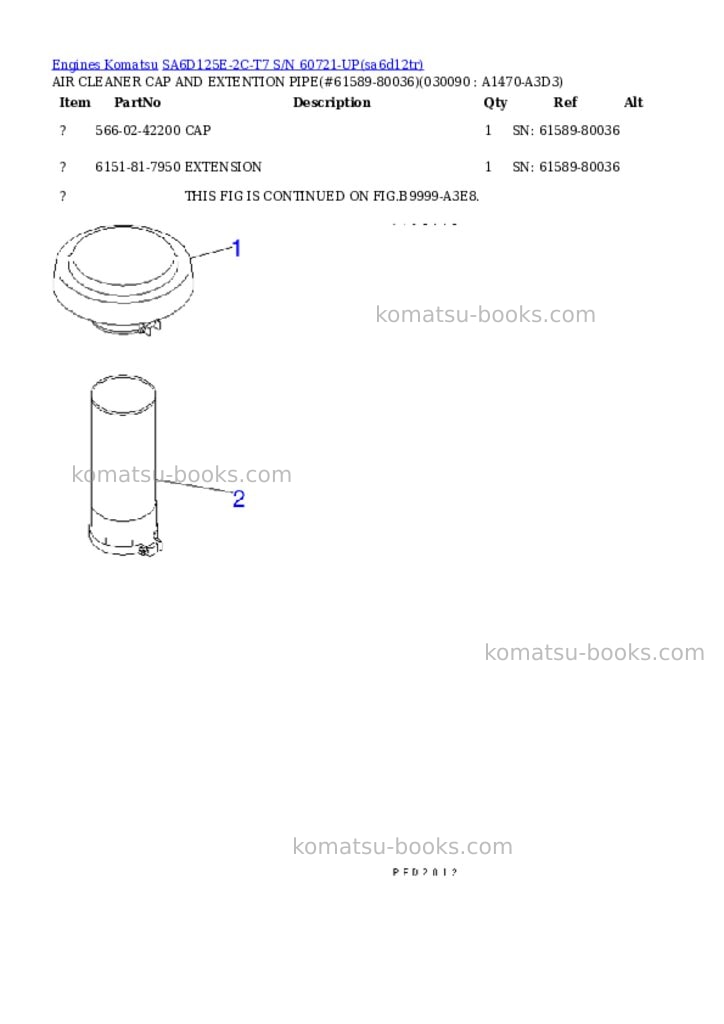 Komatsu sa6d125e-2c-t7 s/n 60721-up Parts catalog cover Page 7
