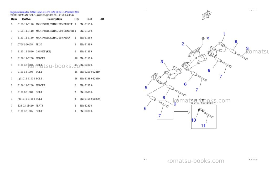 Komatsu sa6d125e-2c-t7 s/n 60721-up Parts catalog cover Page 8